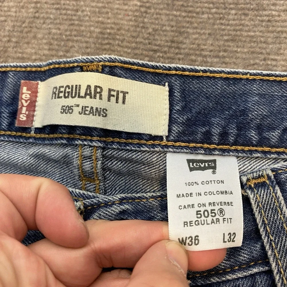 VTG Levis 505 Jeans Mens 36x32 Blue Denim Straight‎ Leg Baggy Fit Y2K Distressed